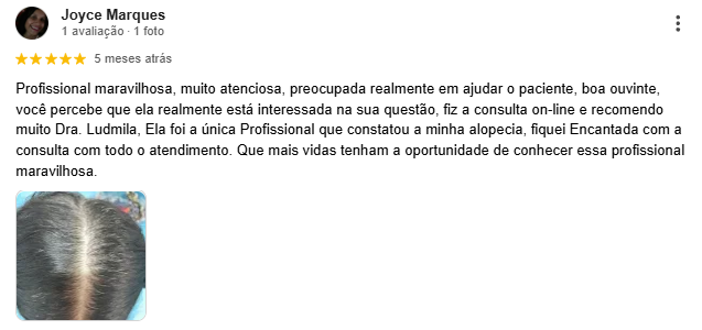 Avaliação de paciente sobre o tratamento com a Dra. Ludmila