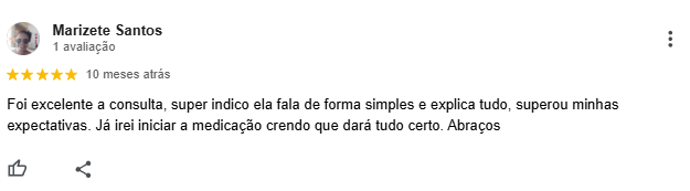 Avaliação de paciente sobre o tratamento